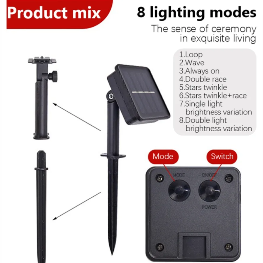 7M Solar Camping Decorative 8  – обзор и цена Outdoor Solar Power Xmas Lights