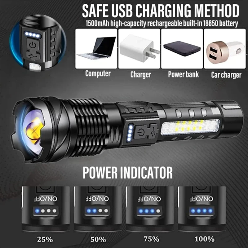 Powerful LED Flashlight Rechar – обзор и цена Outdoor Power For Camping