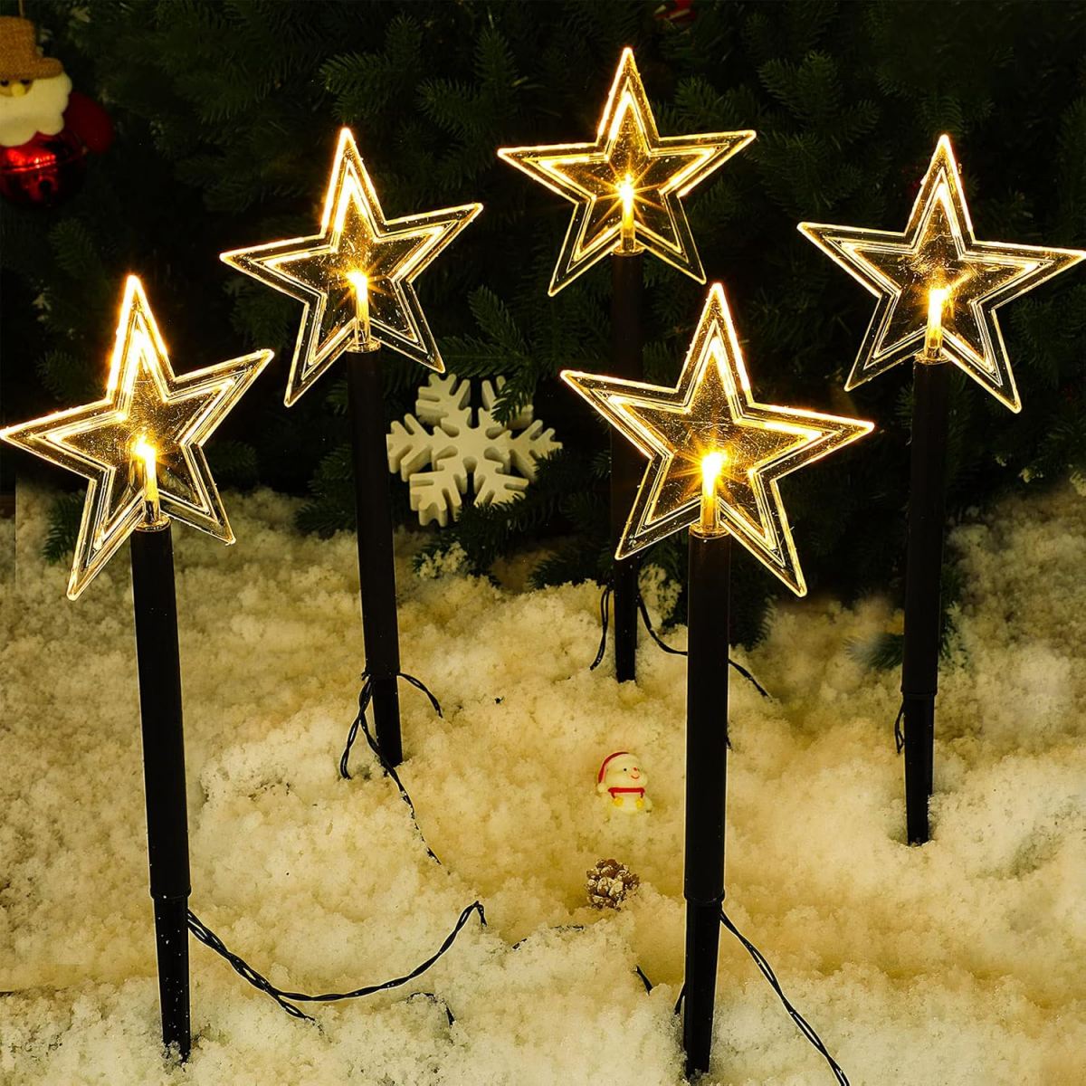 5Pcs Christmas Pathway Lights  – обзор и цена Outdoor Solar Power Xmas Lights