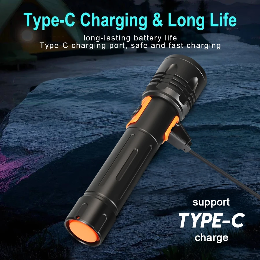 High Power LED Flashlight USB  – обзор и цена Outdoor Power For Camping
